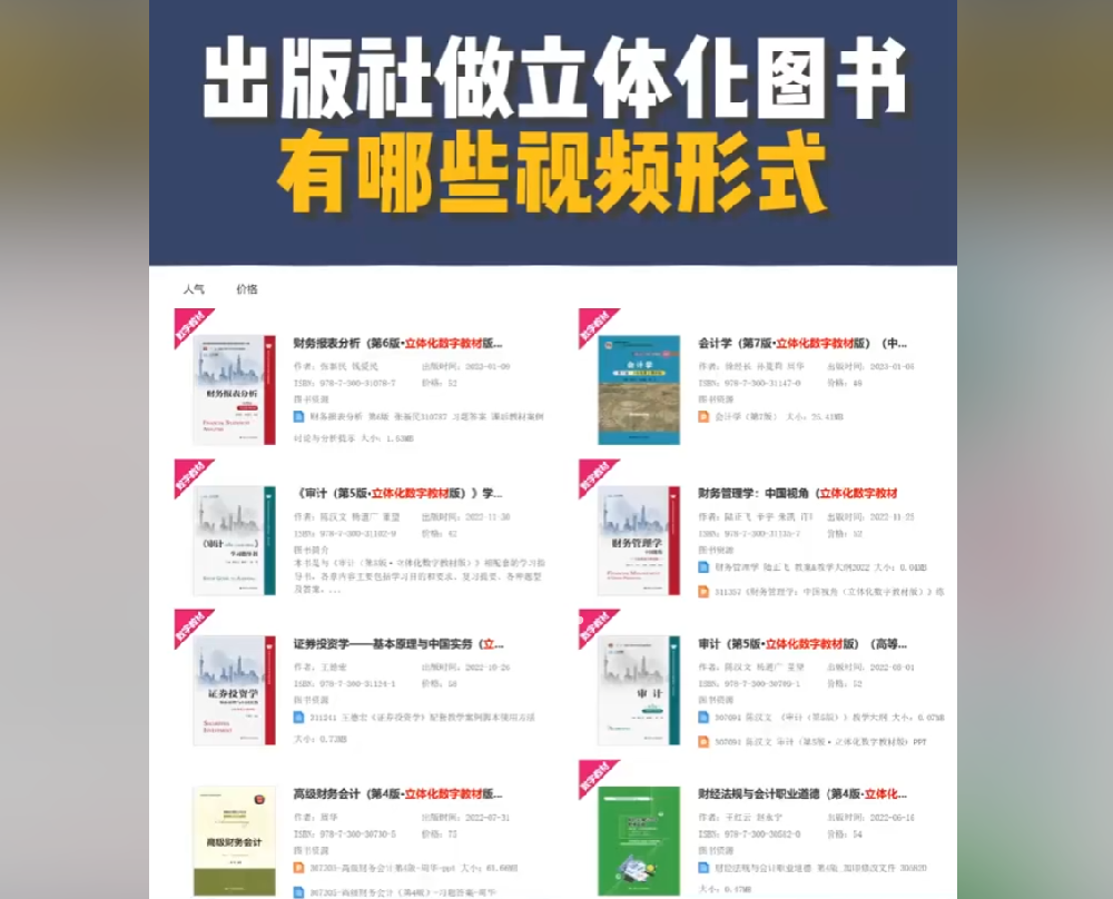 出版社做立体化图书，一般有哪些视频的形式